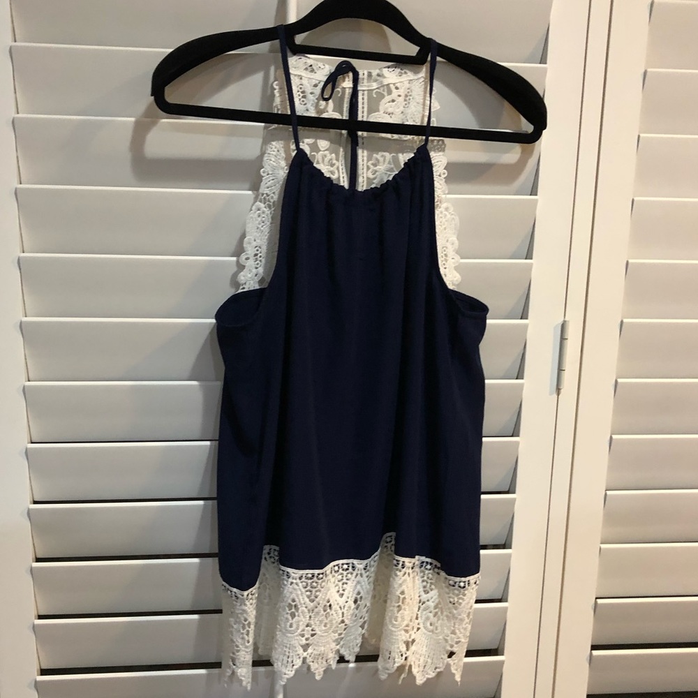 Navy blue and white lace NWOT